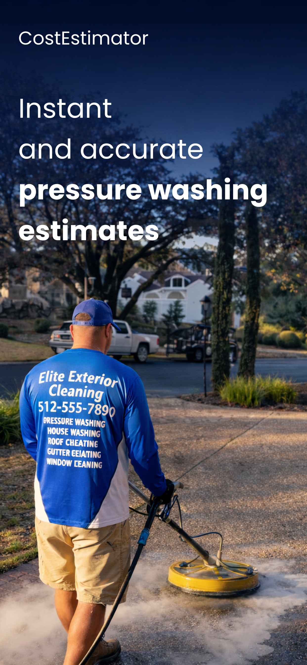 Pressure Wash Cost Estimator app hero screenshot